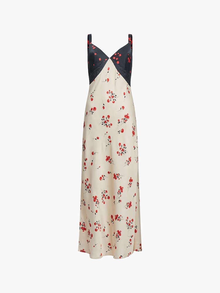 French Connection Cream Floramour Ennis Satin Dress - Image 4 of 4