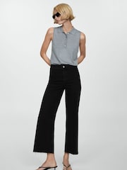 Mango Black Catherin Culotte High Waist Jeans - Image 1 of 7