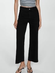 Mango Black Catherin Culotte High Waist Jeans - Image 3 of 7