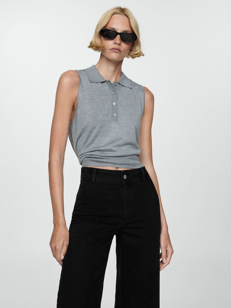 Mango Black Catherin Culotte High Waist Jeans - Image 4 of 7