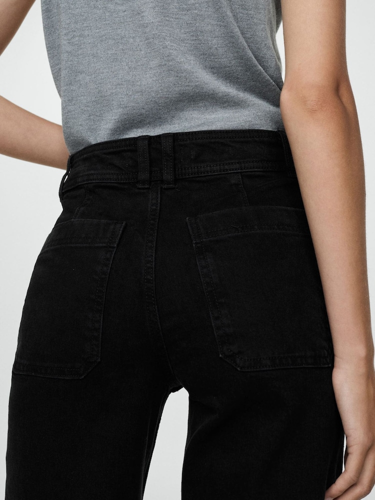 Mango Black Catherin Culotte High Waist Jeans - Image 5 of 7