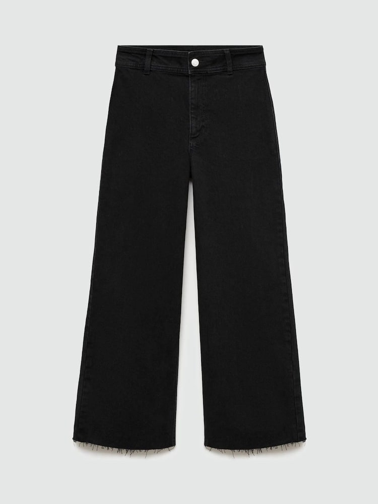 Mango Black Catherin Culotte High Waist Jeans - Image 6 of 7