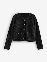 Black Smart Knitted Button Up Jacket - Image 7 of 9
