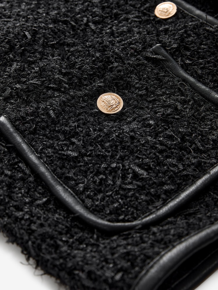Black Smart Knitted Button Up Jacket - Image 9 of 9