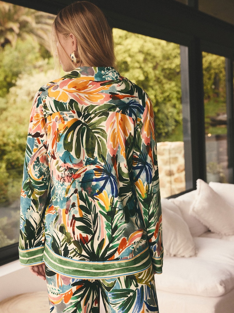 Imprimé palmier multicolore - Blazer doux décontracté - Image 3 of 7