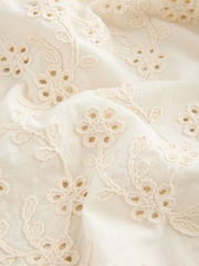 Crème - Chemisier en coton texturé Fleuri Cornelli brodé Manches courtes  100% Coton - Image 7 de 8