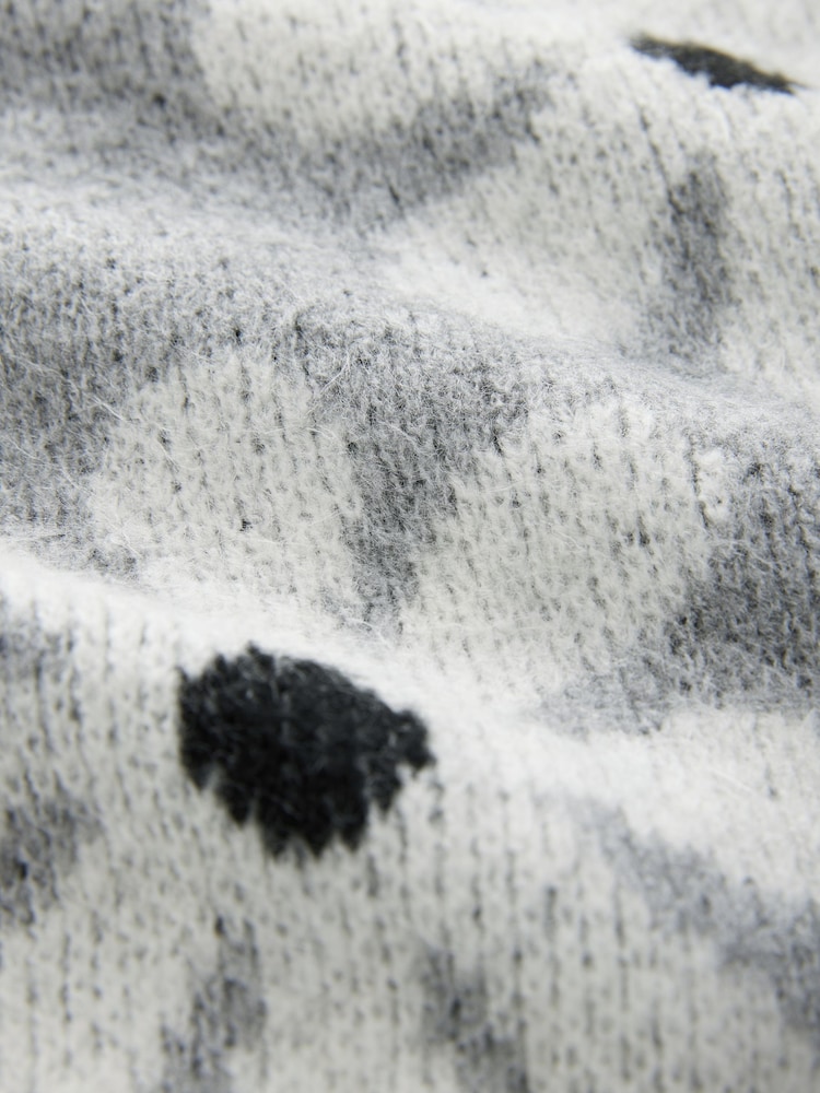 Grey Floral Graphic Pattern Knitted Jumper - Image 7 of 7