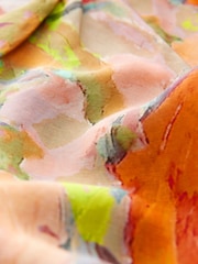 Orange Fruit Abstract Print Sheer Volume Long Sleeve Blouse - Image 7 of 8