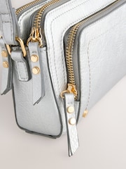 Metallic Double Zip Cross Body Bag - Image 6 of 8