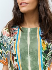 Green Abstract Border Palm Print Textured Boxy T-Shirt - Image 5 of 8