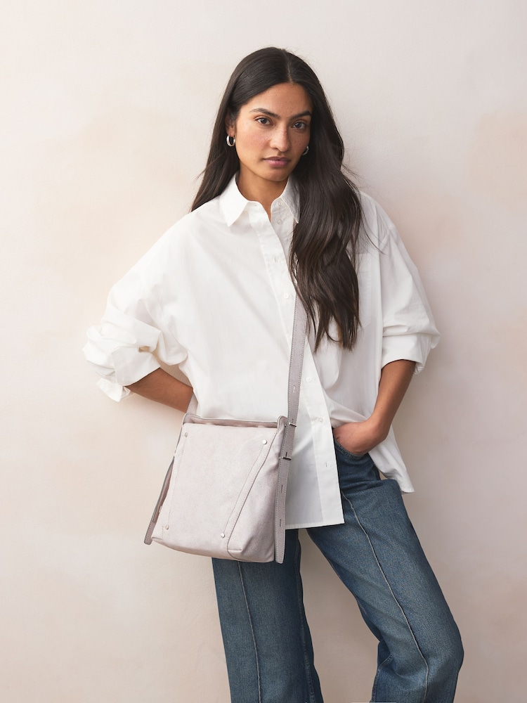 Pale Pink Crinkle Cross-Body Bag - Image 1 of 9