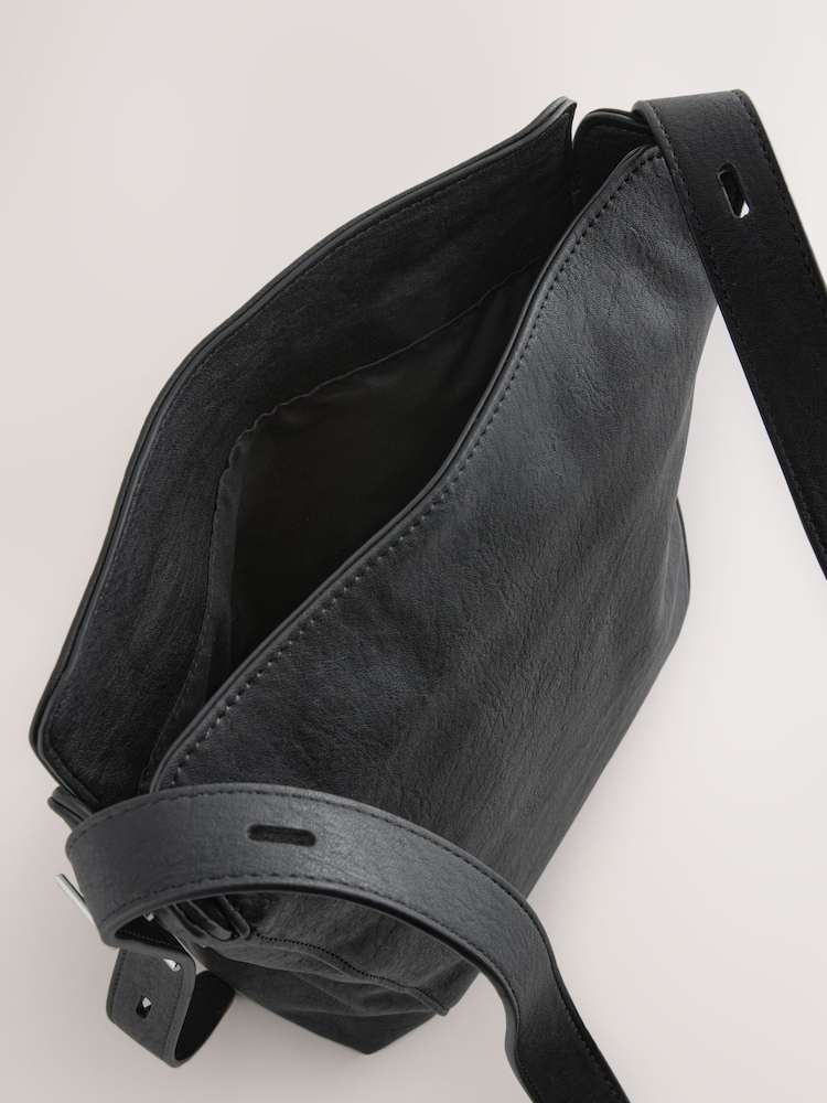 Black Crinkle Cross-Body Bag - Image 9 of 9