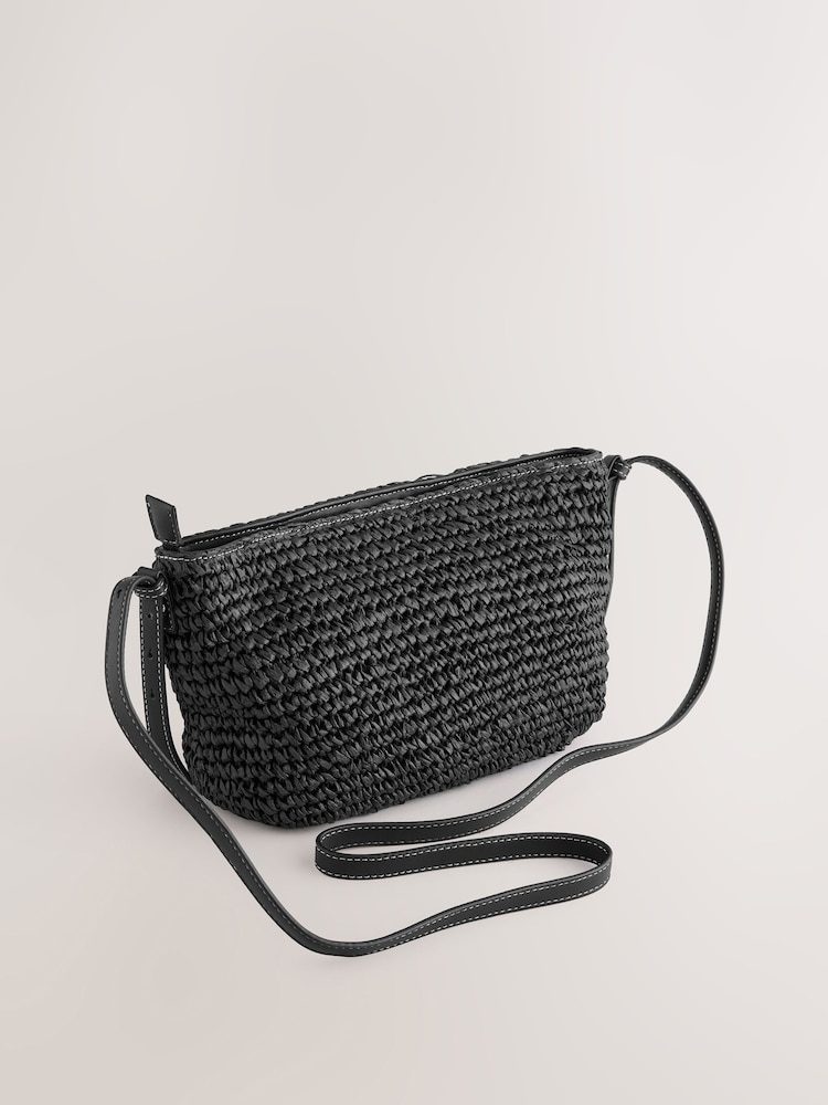 Czarny - Straw Effect Cross-Body Bag - Image 5 of 10