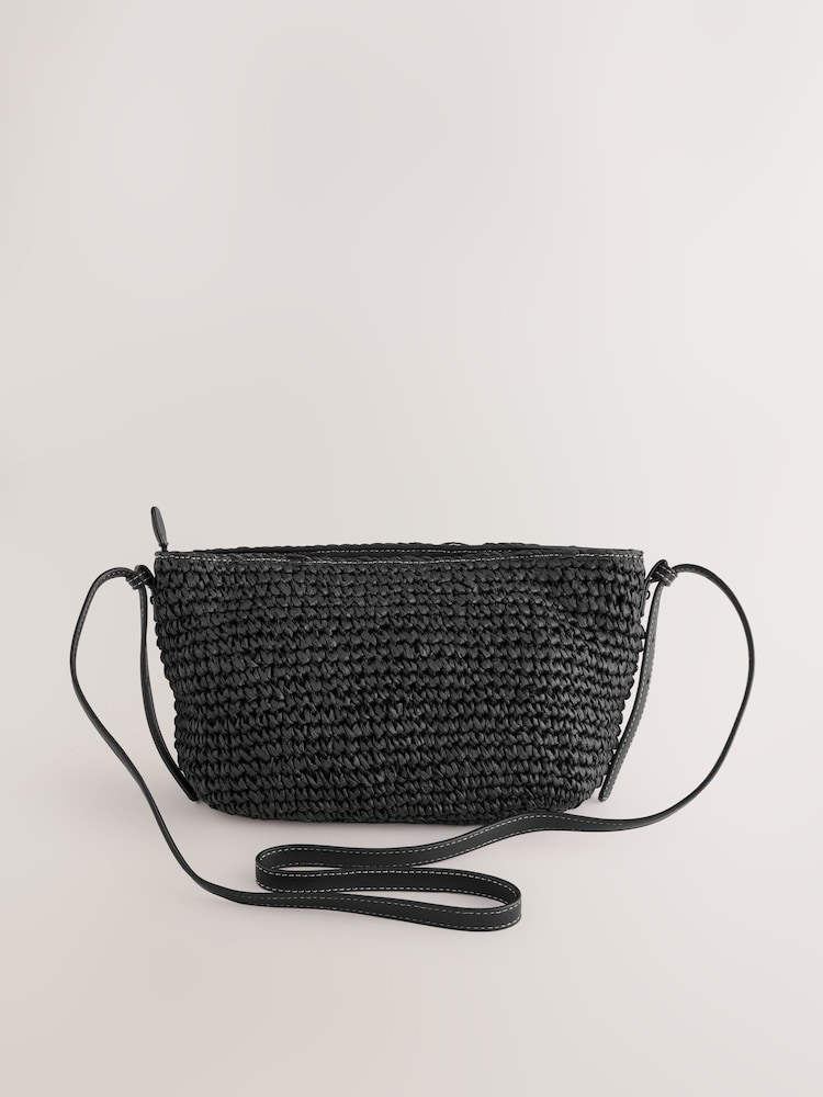 Czarny - Straw Effect Cross-Body Bag - Image 7 of 10