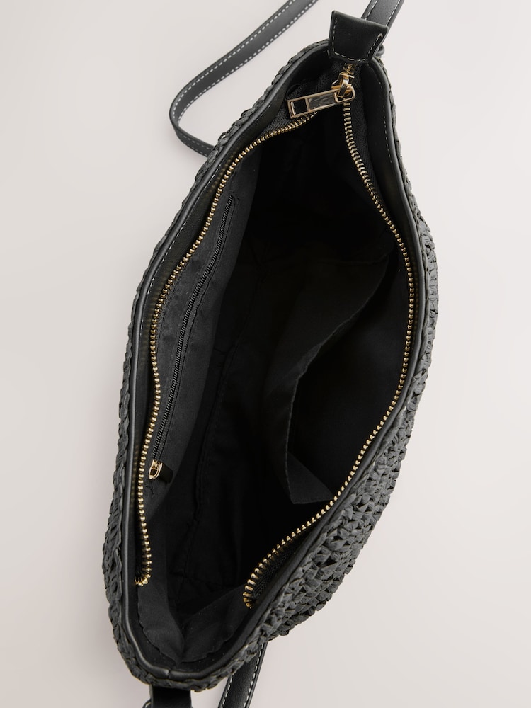 Czarny - Straw Effect Cross-Body Bag - Image 9 of 10