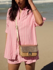 Metallic Raffia Cross-Body Bag - Image 1 of 9