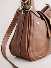 Tan Brown Buckle Saddle Cross-Body Bag - Image 7 of 9