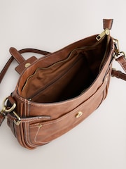 Tan Brown Buckle Saddle Cross-Body Bag - Image 9 of 9