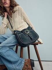 Black Buckle Saddle Cross-Body Bag - Image 1 of 11