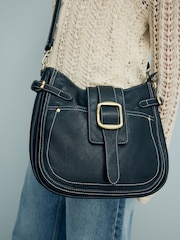 Black Buckle Saddle Cross-Body Bag - Image 3 of 11