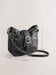 Black Buckle Saddle Cross-Body Bag - Image 4 of 11