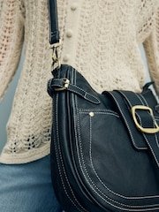 Black Buckle Saddle Cross-Body Bag - Image 6 of 11