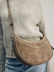 Sand Suede Stud Sling Boho Bag - Image 3 of 12