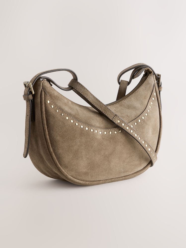 Sand Suede Stud Sling Boho Bag - Image 6 of 12