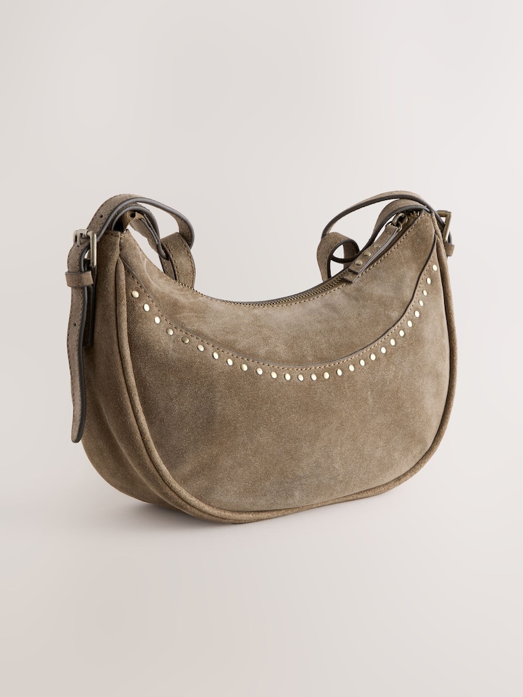 Sand Suede Stud Sling Boho Bag - Image 7 of 12