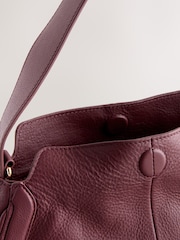 Burgundy Red Leather Curve Cross-Body Bag - Image 10 of 11
