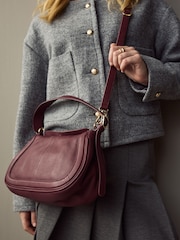 Burgundy Red Leather Curve Cross-Body Bag - Image 2 of 11