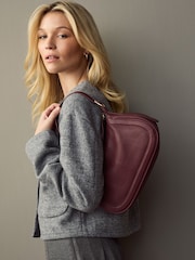 Burgundy Red Leather Curve Cross-Body Bag - Image 3 of 11