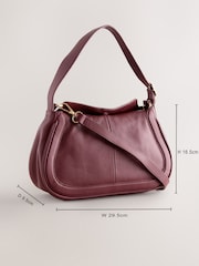 Burgundy Red Leather Curve Cross-Body Bag - Image 4 of 11