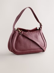Burgundy Red Leather Curve Cross-Body Bag - Image 5 of 11