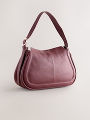 Burgundy Red Leather Curve Cross-Body Bag - Image 6 of 11