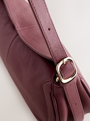 Burgundy Red Leather Curve Cross-Body Bag - Image 8 of 11