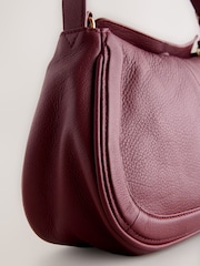 Burgundy Red Leather Curve Cross-Body Bag - Image 9 of 11