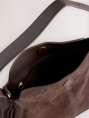 Chocolate Brown Leather Curve Cross-Body Bag - Image 10 of 10