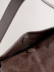 Chocolate Brown Leather Curve Cross-Body Bag - Image 7 of 10