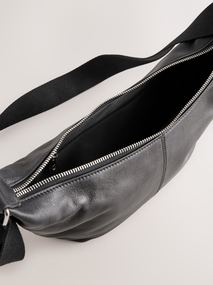 Black Casual Leather Sling Bag - Image 9 of 9