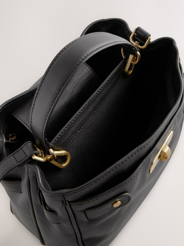 Black Leather Mini Tote Bag - Image 10 of 10