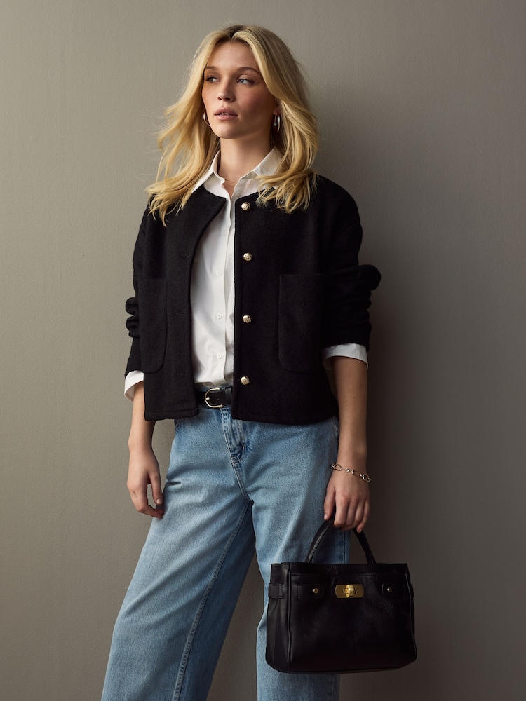 Black Leather Mini Tote Bag - Image 2 of 10