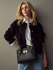 Black Leather Mini Tote Bag - Image 3 of 10
