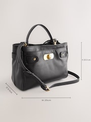 Black Leather Mini Tote Bag - Image 4 of 10