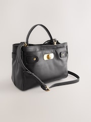 Black Leather Mini Tote Bag - Image 6 of 10