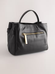 Black Leather Mini Tote Bag - Image 7 of 10