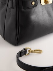 Black Leather Mini Tote Bag - Image 8 of 10
