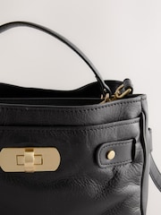 Black Leather Mini Tote Bag - Image 9 of 10