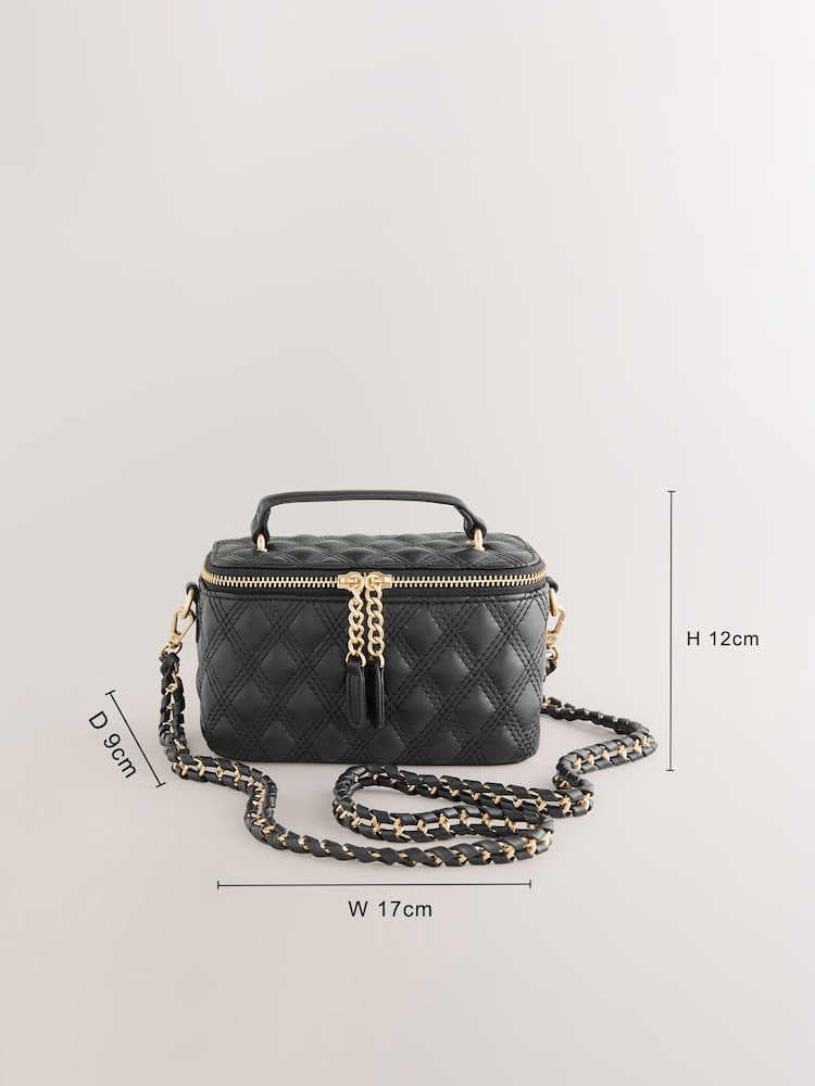 Black Quilted Cross-Body Bag - Image 4 of 10