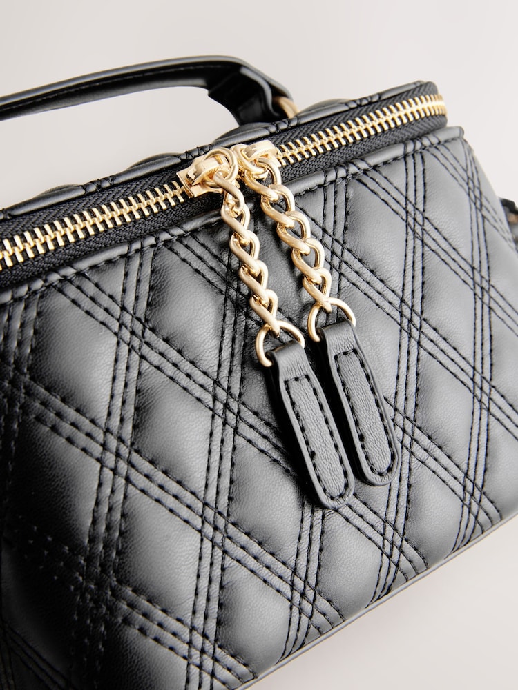 Black Quilted Cross-Body Bag - Image 7 of 10